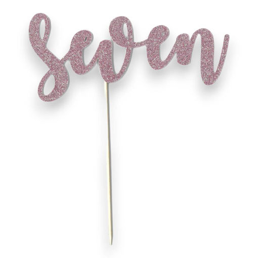 Picture of SEVEN CAKE TOPPER PINK GLITTER